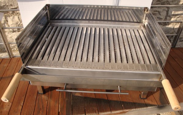 GRIGLIA BARBECUE 60X40 ACCIAIO INOX A PROFILI CANALINA SCOLO GRASSI 