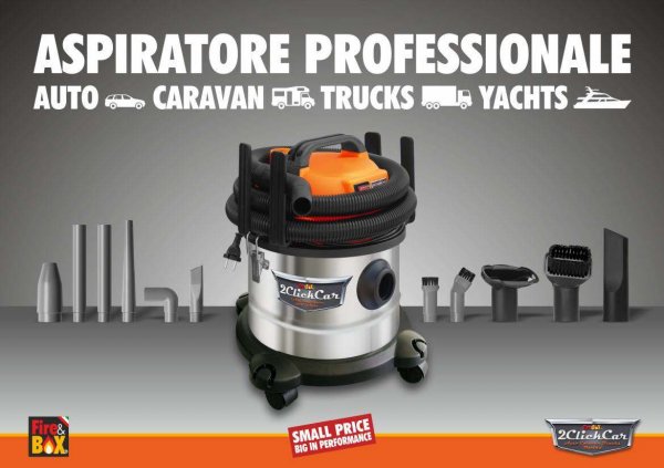 ASPIRATORE PROFESSIONALE 2CLICKCAR  FIRE&BOX AUTO CASA